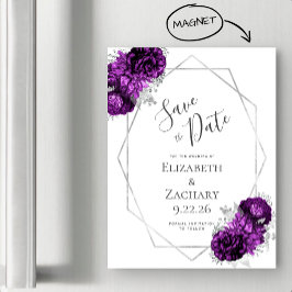 Lila Silberflorentmagnetik Save the Date Magnetkarte