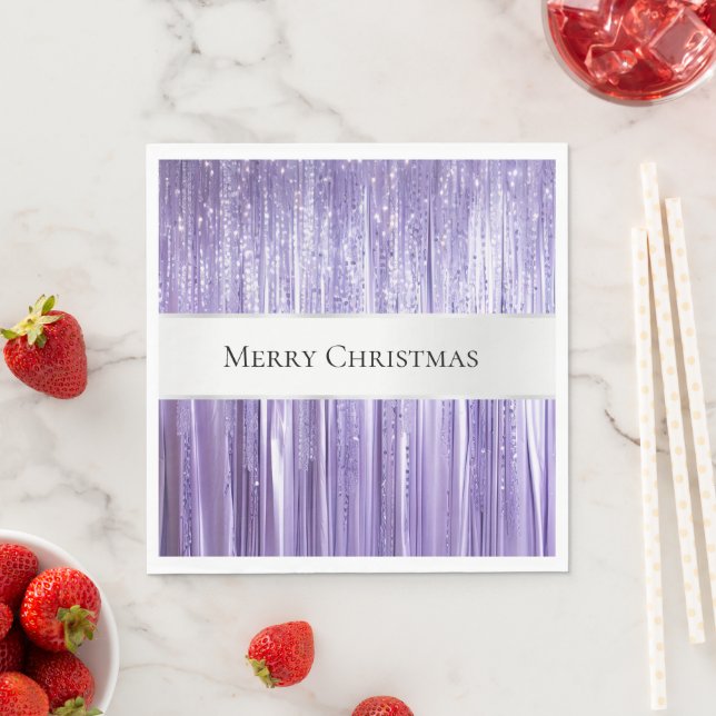 Lila Silberglam Tinsel Streifen Serviette (Beispiel)