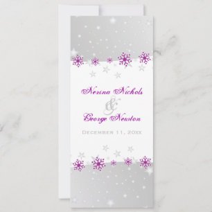 Lila Silbergraue Schneeflocke Hochzeitskarte Einladung