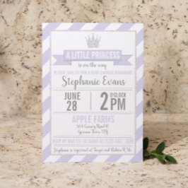 Lila Silberner Glitzer Prinzessin zum Geburtstag E Einladung