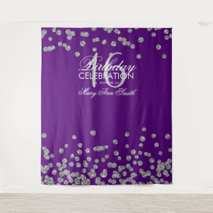 Lila silberner GlitzerConfetti des Wandteppich
