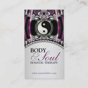 Lila silbernes NewAge Yin Yang + Logo-Visitenkarte Visitenkarte