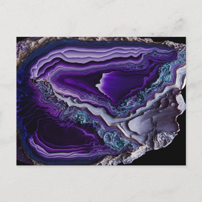 Lila Silbersteine Akrylpour Art Postkarte (Vorderseite)