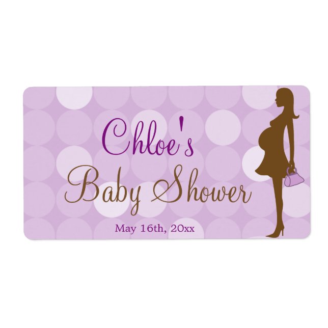 Lila Silhouette Kinderdusche Wasserflaschen Etiket (Vorne)