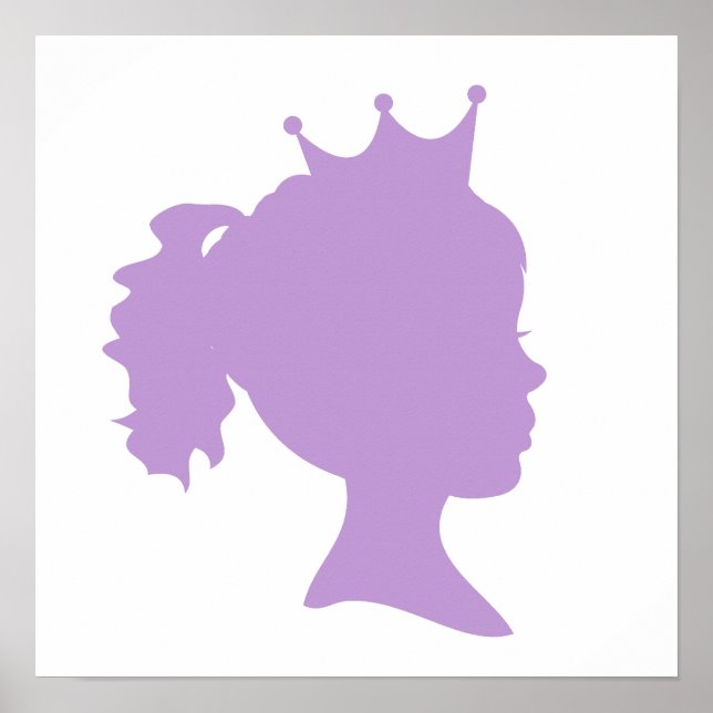 Lila Silhouette Prinzessin T - Shirt und Geschenke Poster (Vorne)