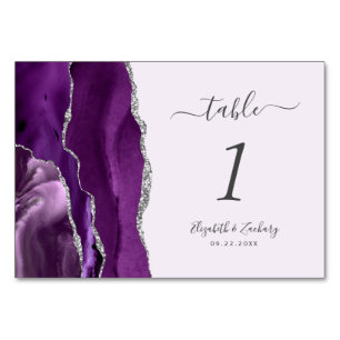 Lila Silver Agate Lavender Wedding Tischnummer