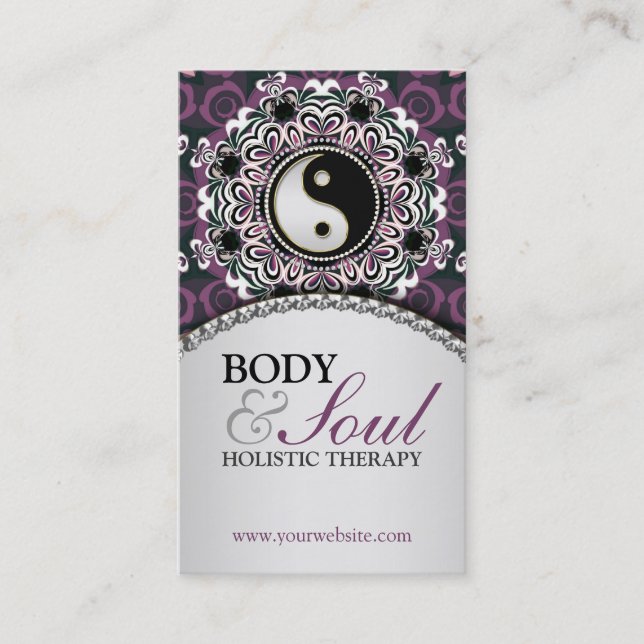 Lila Silver Funky New Age Holistic Business Card Visitenkarte (Vorderseite)