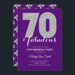 Lila Silver Glitzer 70 & Fabulous Geburtstagsparty Einladung<br><div class="desc">Elegante 70. Geburtstagsparty Silver Lila Glitzer Einladungsvorlage. Ideal für 70 Geburtstagspartys für Damen und Herren.</div>