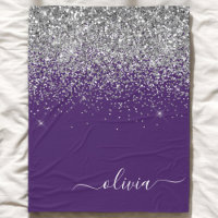 Lila Silver Glitzer Girly Glam Monogram