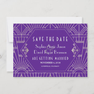 Lila Silver Great Gatsby Art Deco Save the Date