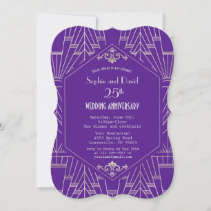 Lila Silver Great Gatsby Hochzeitstag Einladung