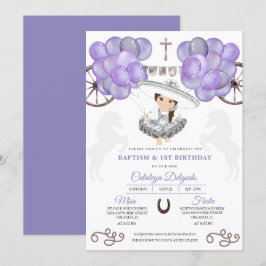 Lila Silver Mexican Baby Charra Balloons Taufe Einladung
