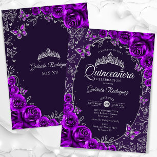 Lila Silver Quinceanera Einladung