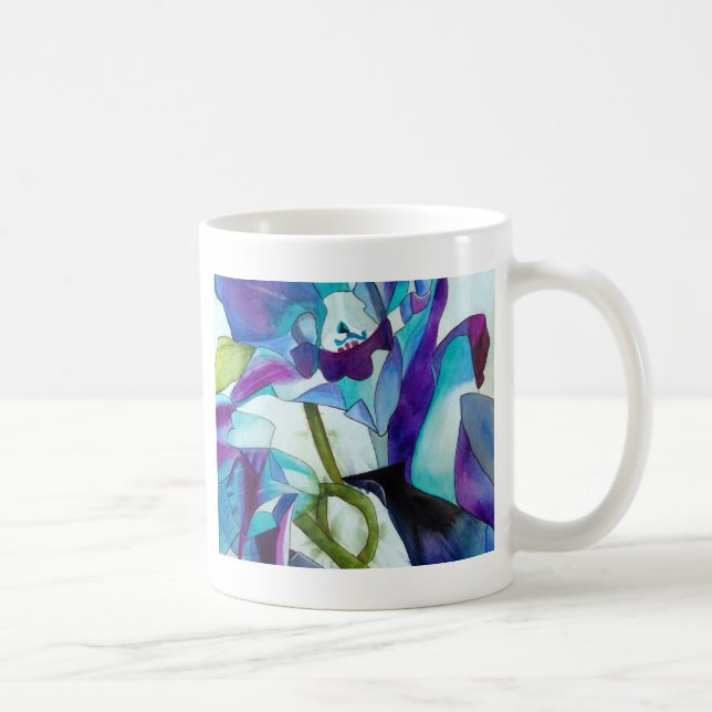 Lila Singapur Orchid Blume Aquarellkunst Kaffeetasse (Rechts)