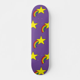 Lila Skate-Deck mit Regenbogen und Gelbstern Skateboard