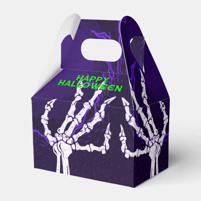 Lila Skeletthandkabel Geschenkschachtel (Vorderseite)