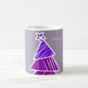Lila Sketchy Weihnachtsbaum Tasse