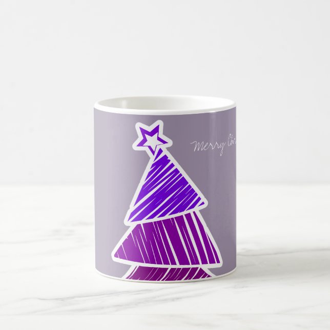 Lila Sketchy Weihnachtsbaum Tasse (Mittel)
