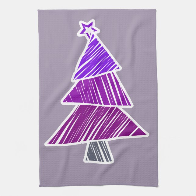 Lila Sketchy Weihnachtsbaumhandtuch Handtuch (Vertikal)