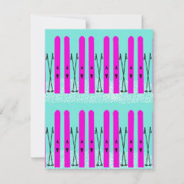 Lila Skier auf blau Mitteilungskarte