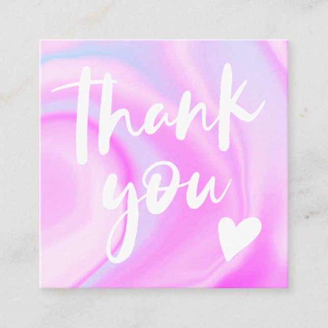 Lila Skript Schriftart Regenbogen Marmor Pastel vi Quadratische Visitenkarte (Vorderseite)