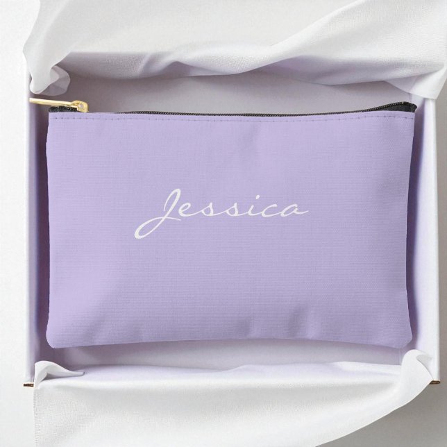 Lila Skriptname Minimal Moderne Reisekosmetik Zubehörtasche (Purple Script Name Minimal Modern Travel Cosmetic Accessory Pouch)