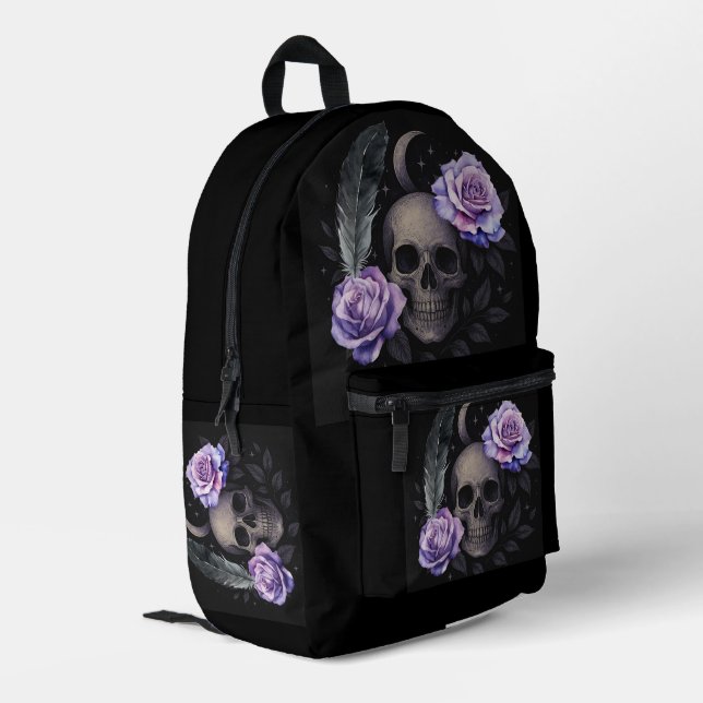 LILA SKULL COOLER BEDRUCKTER RUCKSACK (Rückseitige Ecke links)