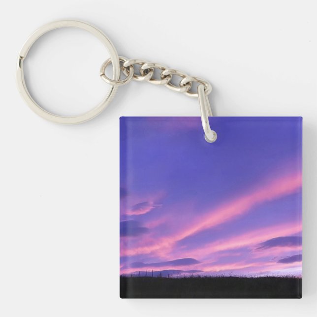 Lila Sky Sunset Schlüsselanhänger (Vorderseite)