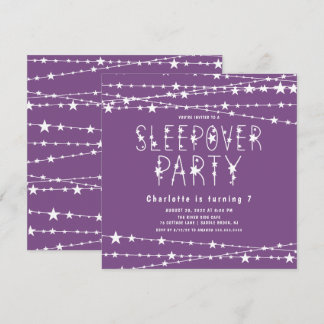 Lila Sleepover Geburtstagsparty Einladung