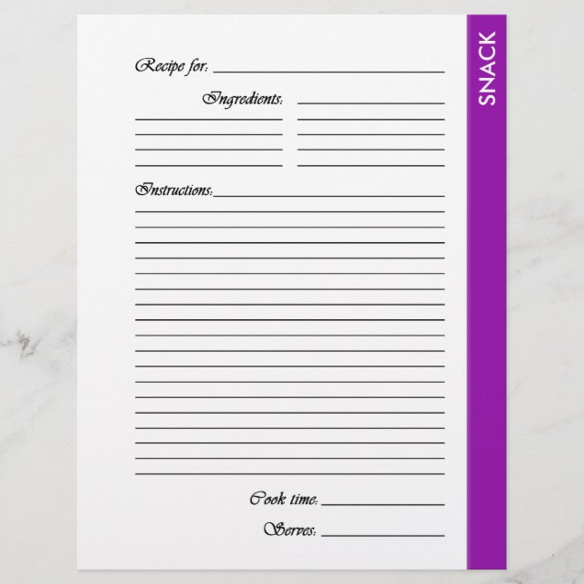 Lila SNACK 2-seitige Rezeptseiten (Vorderseite)
