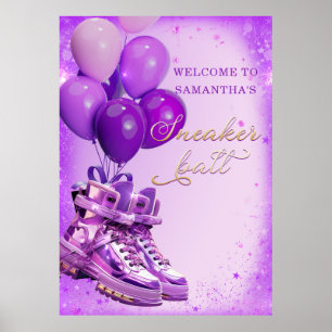 Lila Sneakerhead Willkommens Geburtstagsfeier Schi Poster