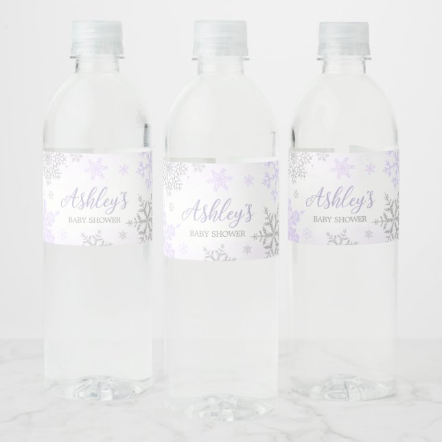 Lila Snowflake Babydusche (Flaschen)