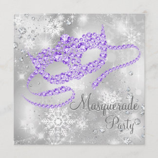 Lila Snowflake-Masquerade-Party Einladung
