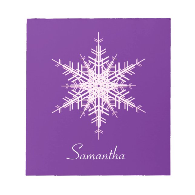 Lila Snowflake Notepad Notizblock (Vorderseite)