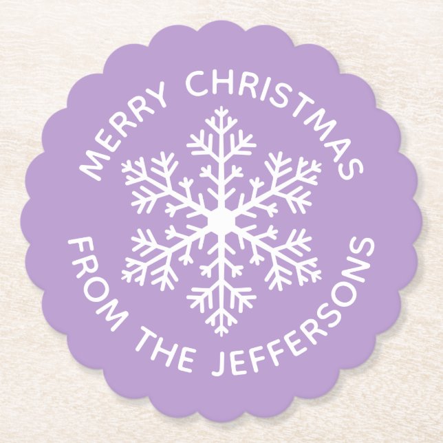 Lila Snowflake Paper-Untersetzer Untersetzer (Vorderseite)