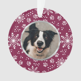 Lila Snowflake-Paw-Muster Pet Foto Ornament