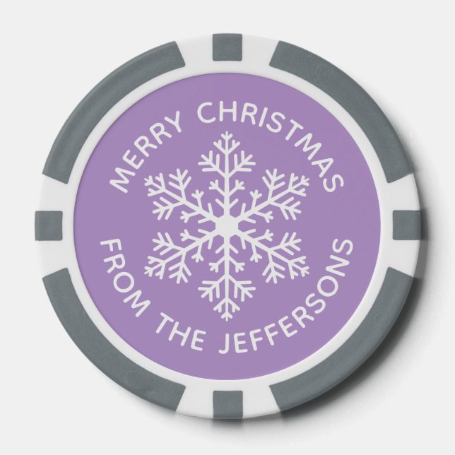 Lila Snowflake Weihnachts Poker Chips (Vorderseite)
