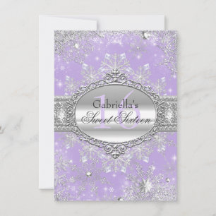 Lila Snowflake Winter Wonderland Sweet 16 Einladun Einladung