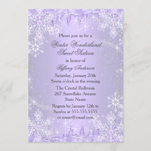 Lila Snowflake Winter Wonderland Sweet 16 Einladun Einladung