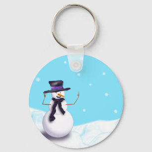 Lila Snowman Schlüsselanhänger
