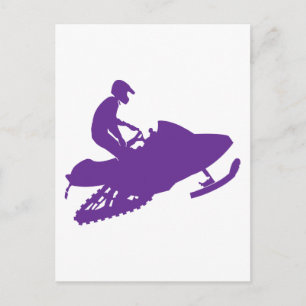 Lila-Snowmobiler Postkarte