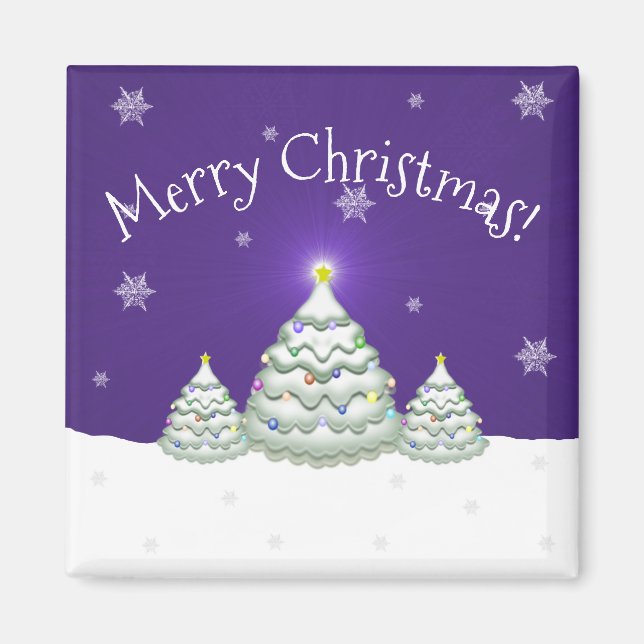Lila Snowy Christmas Tree Magnet (Vorne)