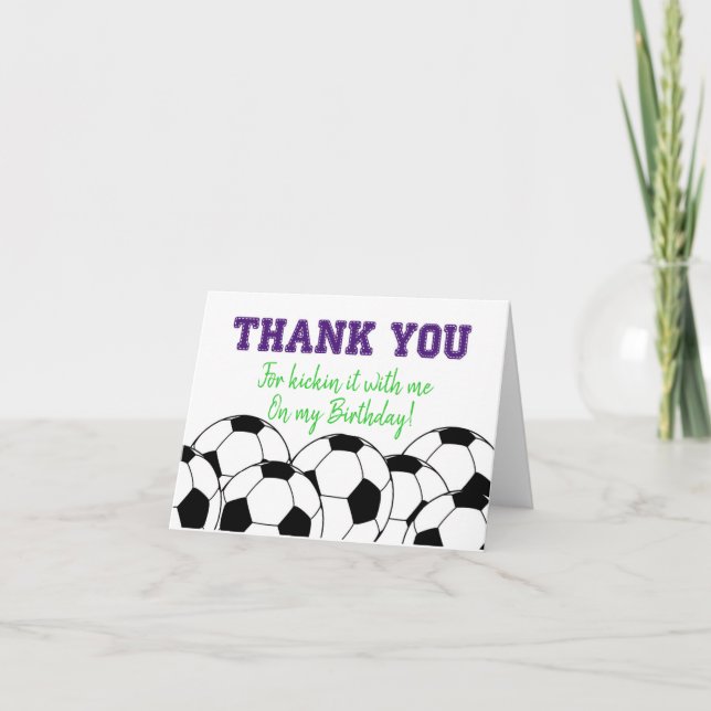 Lila Soccer Dankeschön-Karte Dankeskarte (Vorderseite)