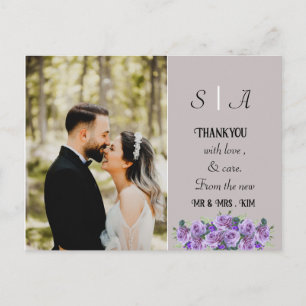 lila Soft Grau und Schwarz Foto Vielen Dank Postkarte