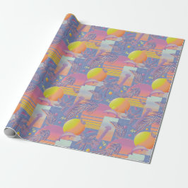 Lila Sommersonnenuntergang und Palmen Geschenkpapier