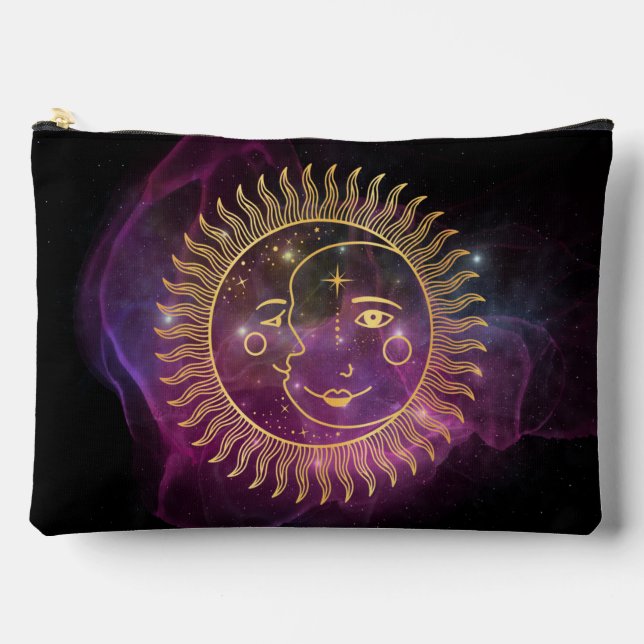 Lila Sonne und Mond Zubehörtasche (Vorderseite)