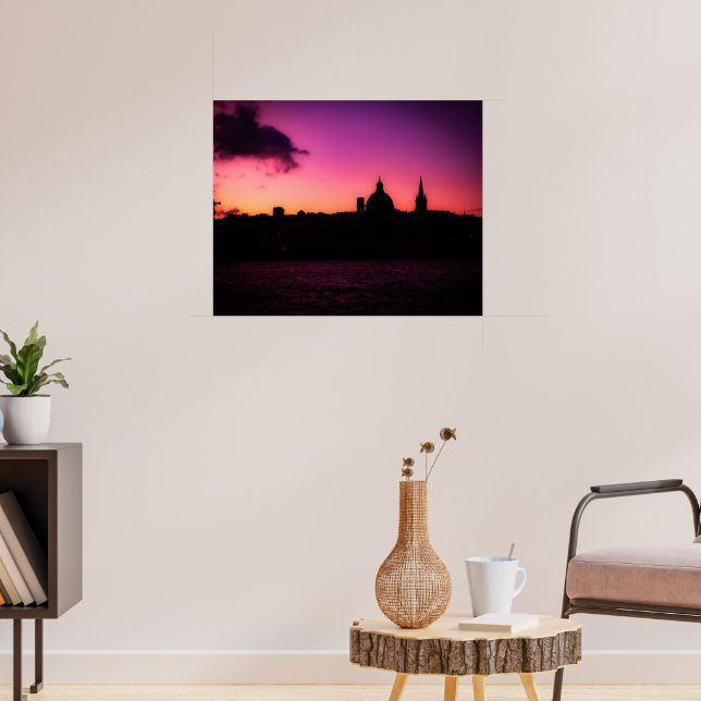 Lila Sonnenaufgang in Valletta Poster (Wohnzimmer 3)