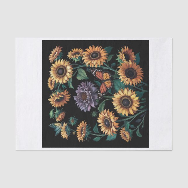 Lila Sonnenblume, dramatische Blumendekoupage Seidenpapier (Vorderseite)
