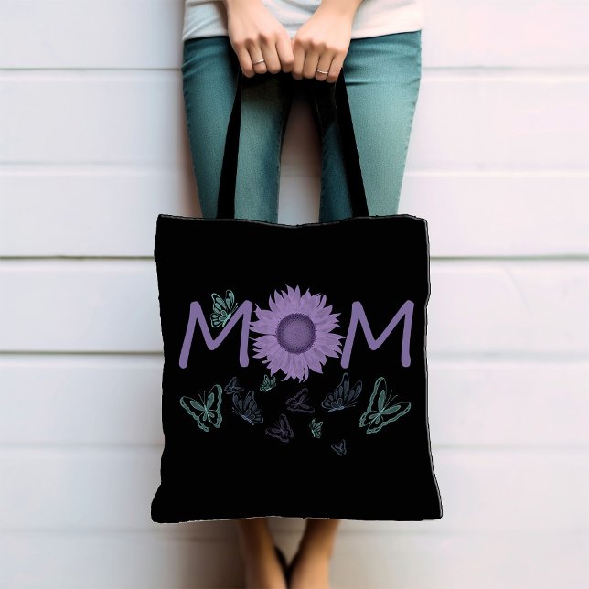 Lila Sonnenblume MAMA | Tasche der Aquarellbutterf (Von Creator hochgeladen)