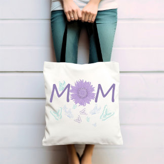 Lila Sonnenblume MAMA | Wasserfarbenschmetterlinge Tasche